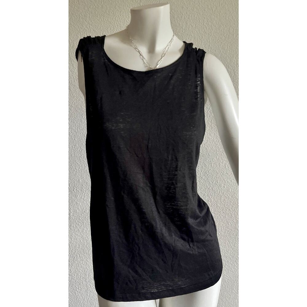 Banana Republic Tank Top Womens Large Black 100% European Linen Flax NWT